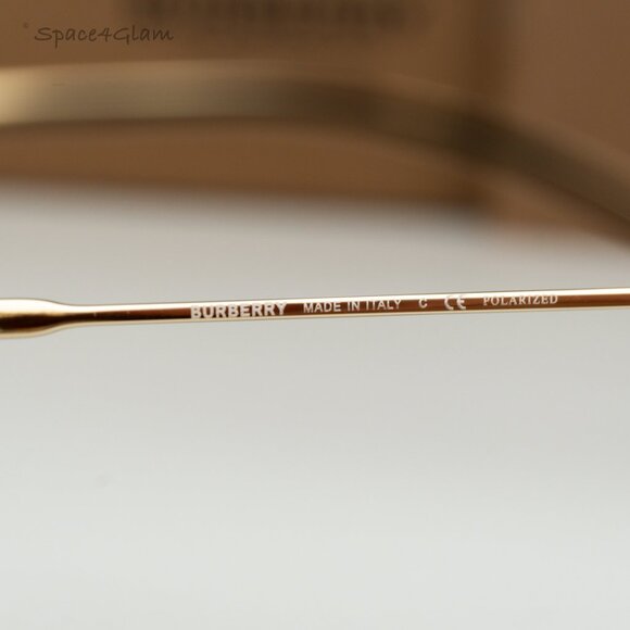 Burberry Women Sunglasses Gold Brown Polarized Rectangular BE3130 110983 NEW - Picture 8 of 10